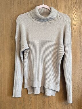 Light TanRibbed Turtleneck Sweater - Women's Cozy Knit